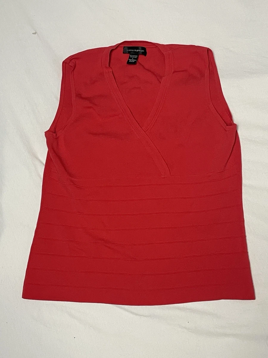 Tunique Femme Cable & Gauge Rouge Taille M - Col Scoop Embellie Manches 3/4 - NWT
