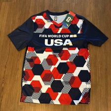 FIFA 2026 USA Soccer Jersey XL World Cup Fan Shirt Hexagon Print Red Blue White