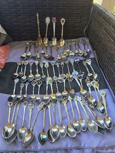 Vintage Lot Of 65+ Mini Travel Souvenir Collector Spoons all Pre Owned J6