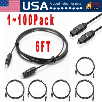 6FT Digital Fiber Optic Audio Cable Cord Optical TosLink for TV DVD AMP USA Lot