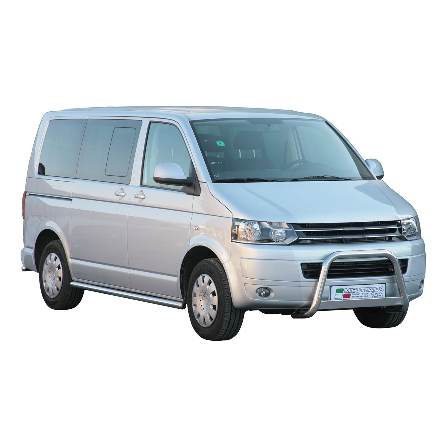 Pare-buffle avant VW Transporter T5 en acier gris finition premium 63mm