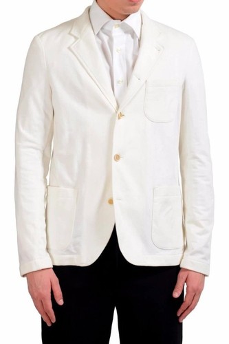 Malo, Malo Men's White Cashmere Three Button Sport Coat Blazer 40 IT 50