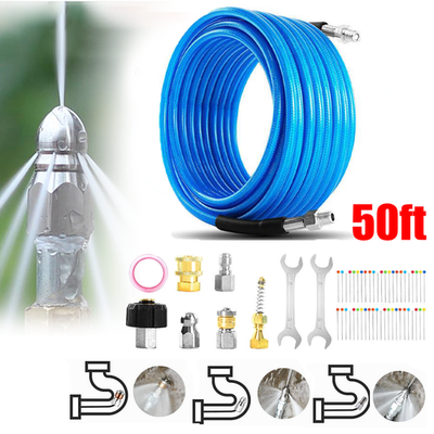 #ad Sewer Jetter Nozzles Kit 50FT Drain Cleaning Hose for Pressure Washer 5800PSI $31.98