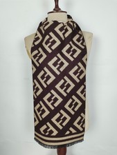 FENDI genuine vintage patterned Brown wool cashmere winter scarf scarves