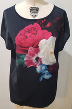 Ted Baker London Navy Pink Floral Printed Top- Size 3/ M/ US 8