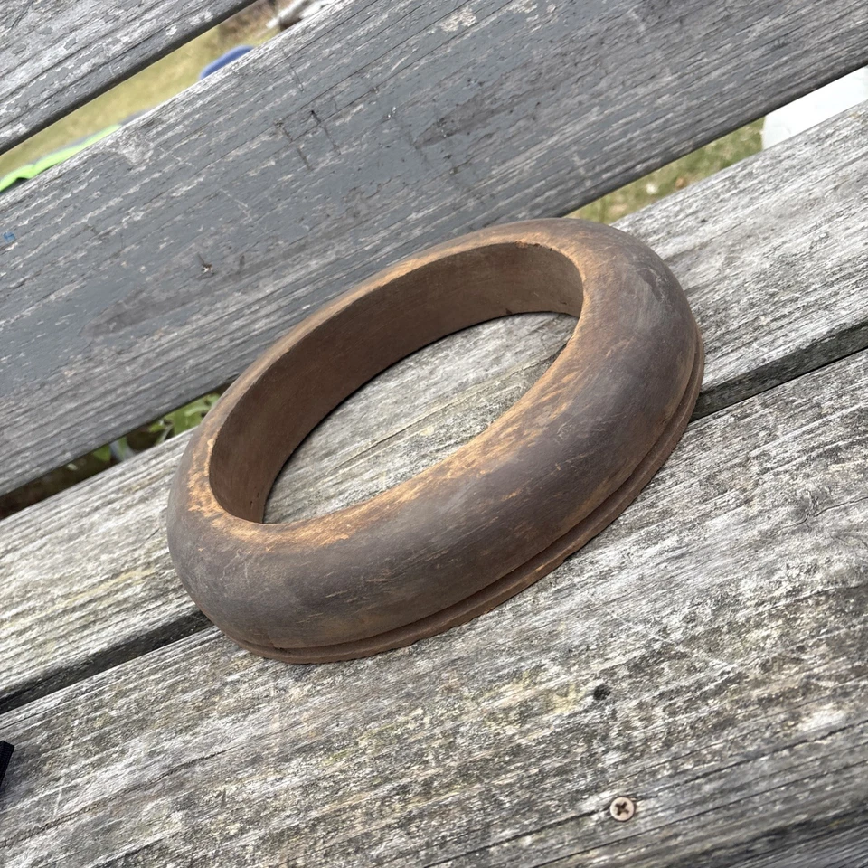 Molde de ala de sombrero de bloque de madera antiguo forma de sombrerería 7 1/2 Foto 4 de 4