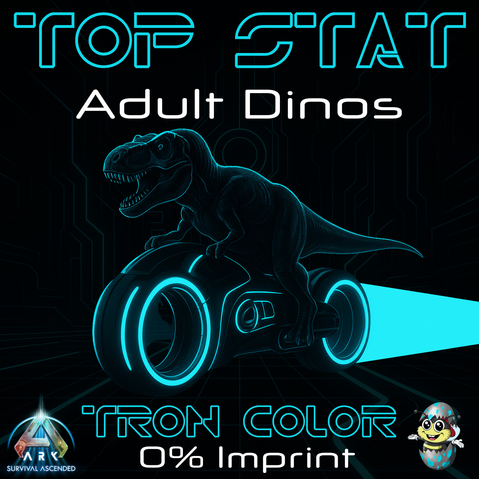 🦖 Tron Top Stats Dinos & Pairs 0% Imprint Ark Survival Ascended PvE Best Deals