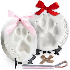 Pet Paw Print Impression Kit Makes 2 Dog Keepsake Ornaments, Inkless Paw Pr...