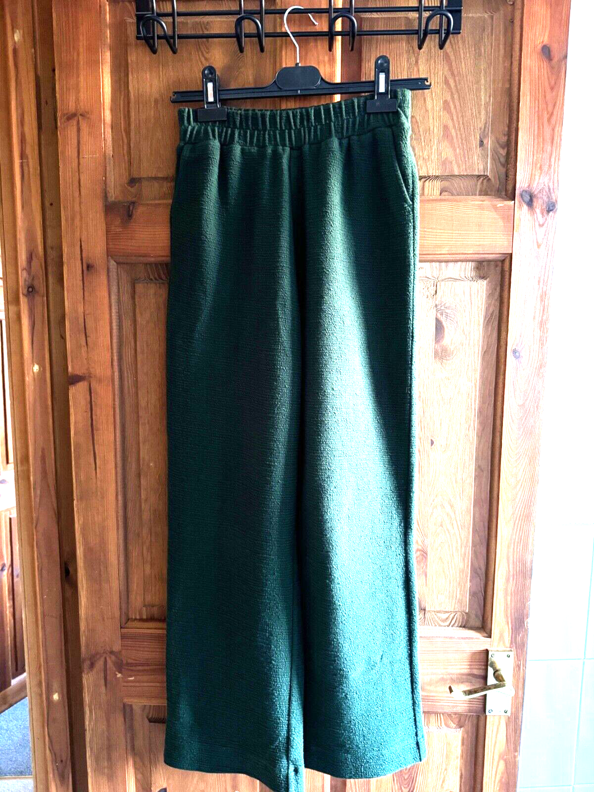 ALTRA & Other Stories Pantalone jacquard verde scuro vita larga elasticizzato taglia UK XS