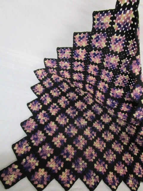 PRETTY Antique Purple Blend Throw Granny Square Afghan Hand Made 46"x46" - Image 4 of 4