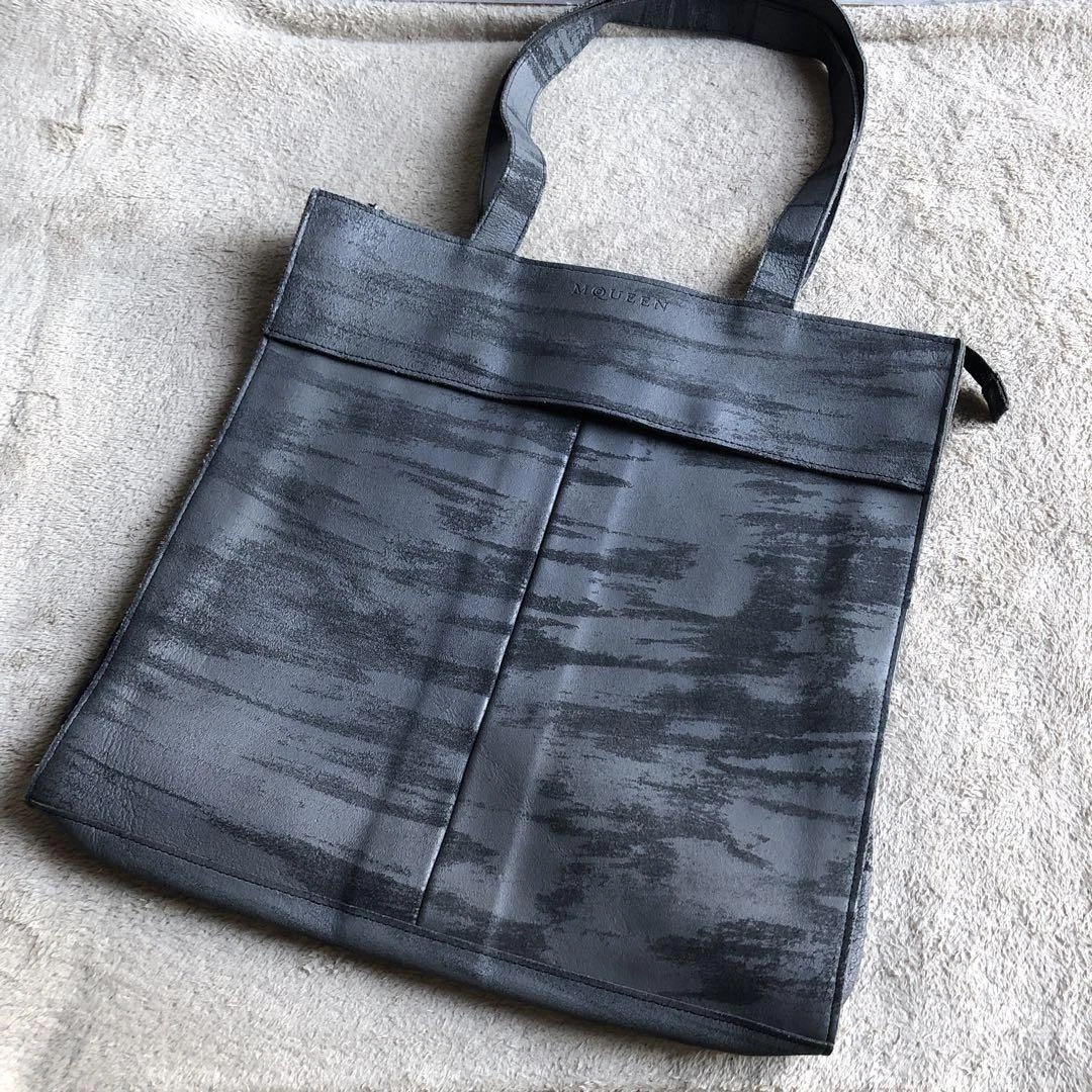 Alexander McQueen Tote Bag Ink Painting Design Shoulder Coating