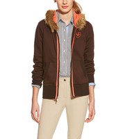 Ariat Ladies Pierce Full Zip Fur Trim Hoody Brown M Ariat Ladies Pierce Full Zip Fur Trim Hoody Brown M