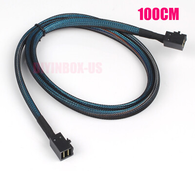 Mini SAS SFF-8643 TO SFF-8643 Server Data Converter 100CM HD Raid Cable US Ship