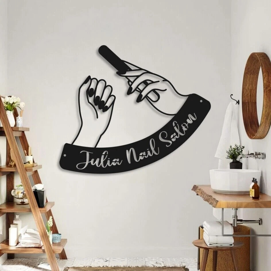 Personalized Nail Salon Metal Wall Art Name Sign Nail Art Shop Best Gift - image 4 of 4