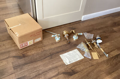 #ad NOS NEW ARTISTIC BRASS 570L Polished Brass Porcelain Knob Bathroom Sink Faucet $200.00