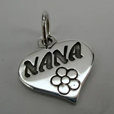 Sterling Silver NANA Charm for Bracelet HEART Necklace Pendant GRANDMA GIFT Cute