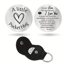 NEW SS Pocket Hug Token Keyring "To My Son" Inspirational Gift