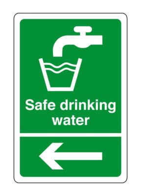 Safe Trinkwasserpfeil links - Sicherheitsschild - für Innen/Außen PVC, ST
