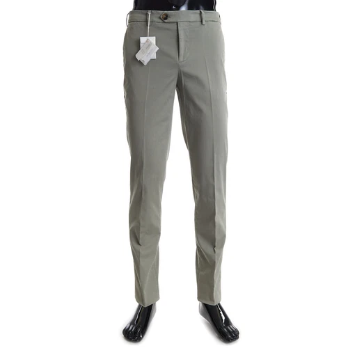 BRUNELLO CUCINELLI 595$ Sage Green Italian Fit Trousers - Pima Cotton Gabardine