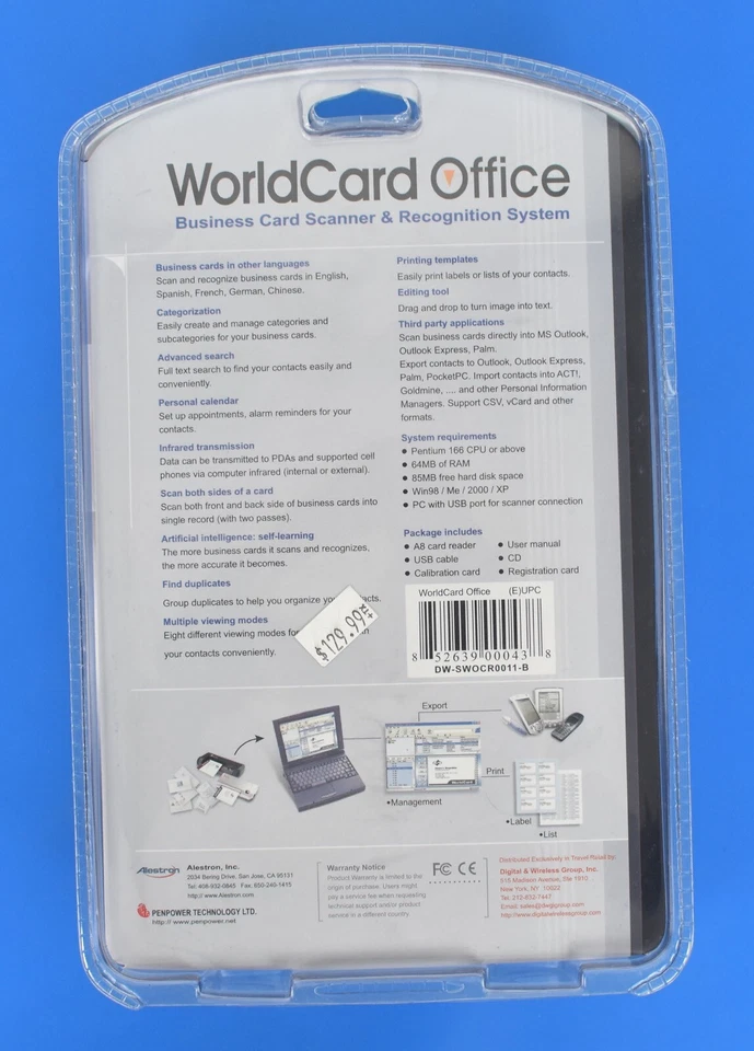 Penpower WorldCard Office Business Card Scanner Recognition System Vintage G10 - Image 2 of 2