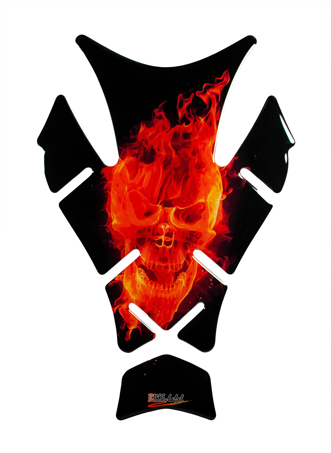 Motorcycle 3D sticker tank pad skull flames orange red paint protection: shap...