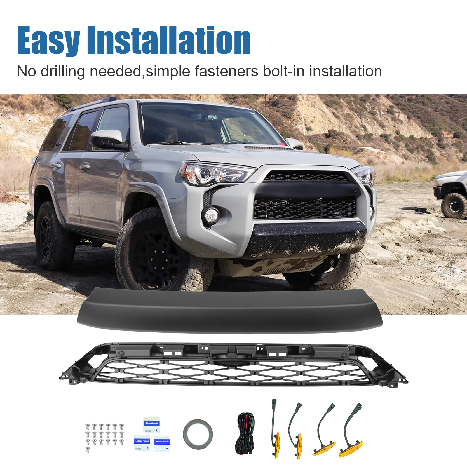 Front Bumper Grill Grille For 2020 TOYOTA 4RUNNER Black W/LED LIGHTS