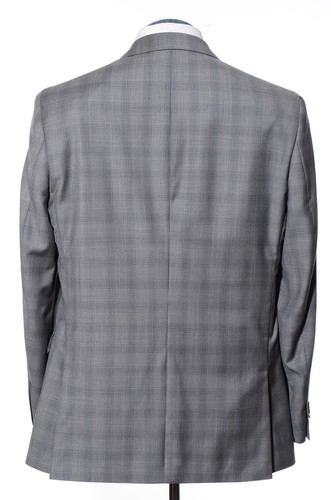 40R Slim Kenneth Cole Gray Shadow Plaid Wool Two-Piece Suit 34x29.5 Trousers M - Picture 7 of 14