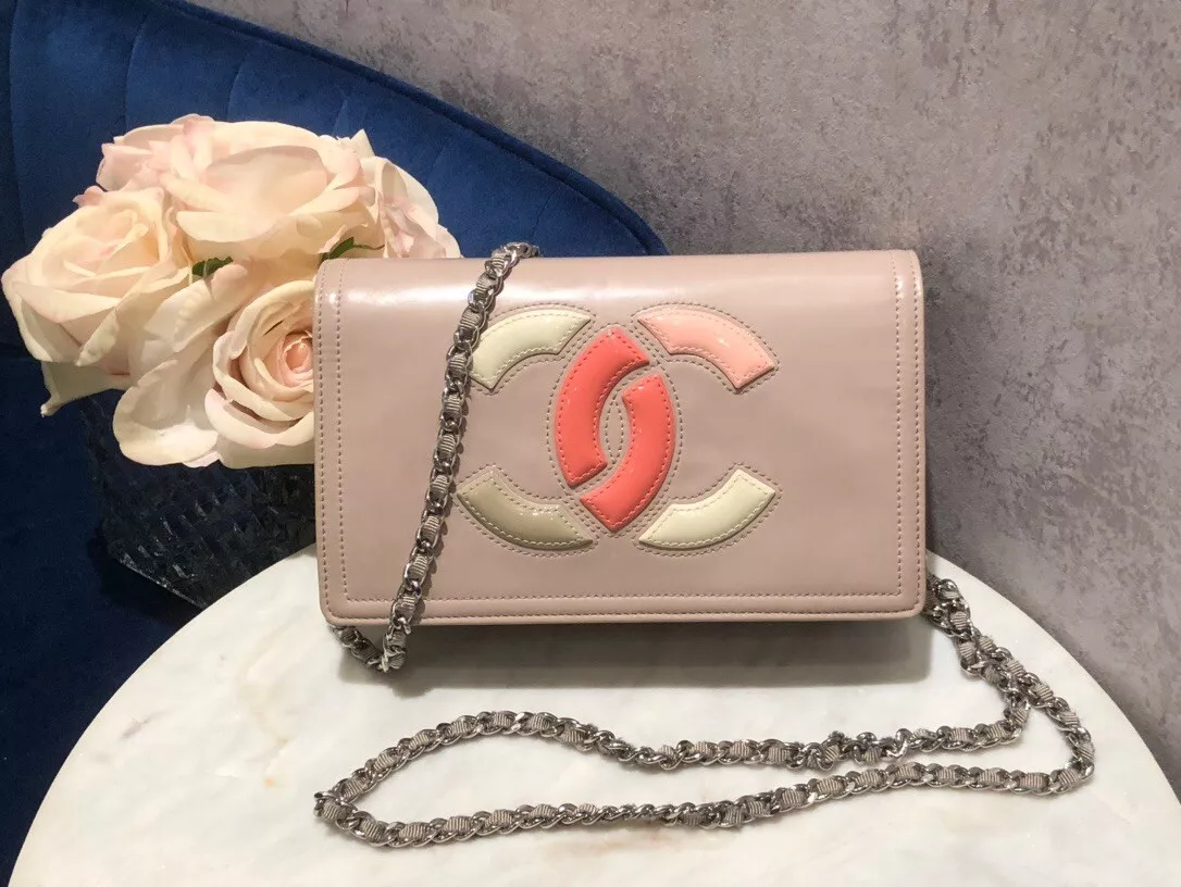 chanel patent wallet on chain