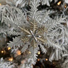 New Kurt Adler 5.25" Silver  Gold Snowflake Christmas Ornament -B