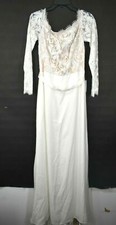 Tadashi Shoji Bridal Womens Ivory Westley Off The Shoulder Long Sleeve Gown 10