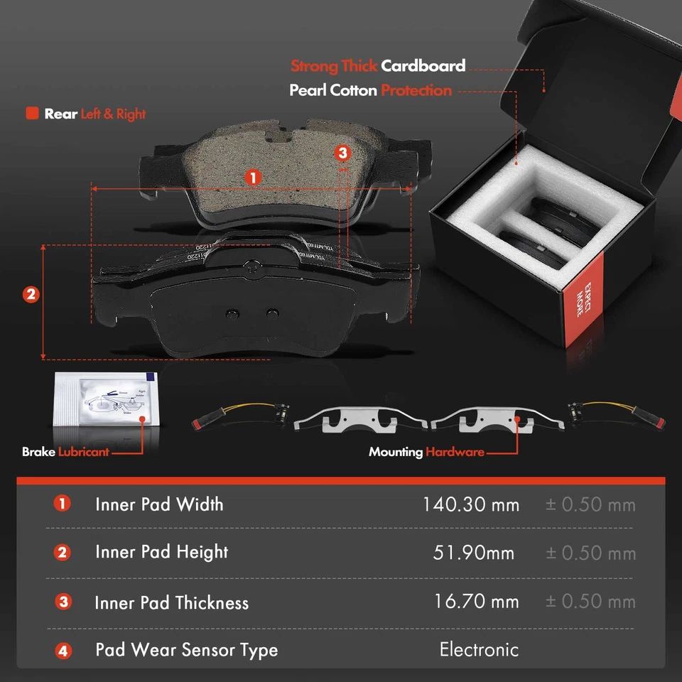 Rotores de disco delanteros y traseros y pastillas de freno de cerámica para Mercedes-Benz GL320 GL350 GL450 Foto 4 de 4