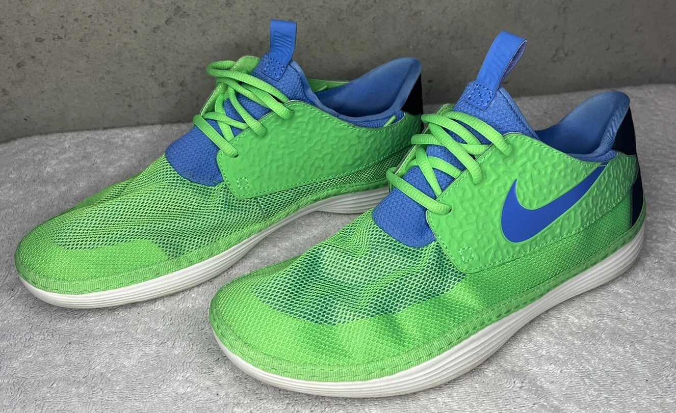 Nike SolarSoft Men's Shoes Sz 10 Lime Green Blue 555301-340 Lightweight Sneakers