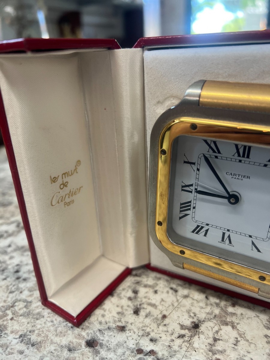 Cartier 置時計 手巻きLe Must de Cartier アンティーク Vintage Les Must de CARTIER, Paris Travel Clock w/Original