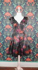 Trashy Diva Candice Gwinn Liz Fresco Floral Satin Fit & Flare 50's Style Dress 6