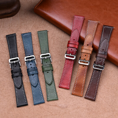 Vintage Genuine Leather Watch Band Strap Smart Bracelet Quick Release 17-24mm