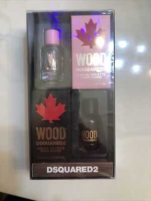 Dsquared2 Wood Eau De Toilette Pour Femme 5ml Dabber & Pour Homme 5ml NIB