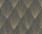 Ava New York Metropolitan Stories Gold Metallic Print Black Vinyl Wallpaper