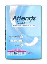 1-PACK ATTENDS DISCREET 20 BLADDER CONTROL PADS WOMEN TRIPLE LEAKAGE PROTECTION