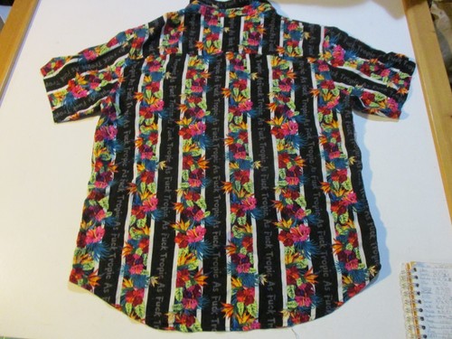 SPENCER'S STORE TROPIC AS F*CK FUK FUUCK HAWAIIAN SHIRT MED RAYON RARE - Picture 9 of 11