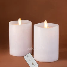 Luminara Flameless Pillar Candle Real Wax with Moving Flame Remote White 3"x4.5"
