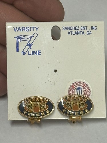 Auburn Tigers Earrings AU vintage clip on nos - Picture 9 of 10
