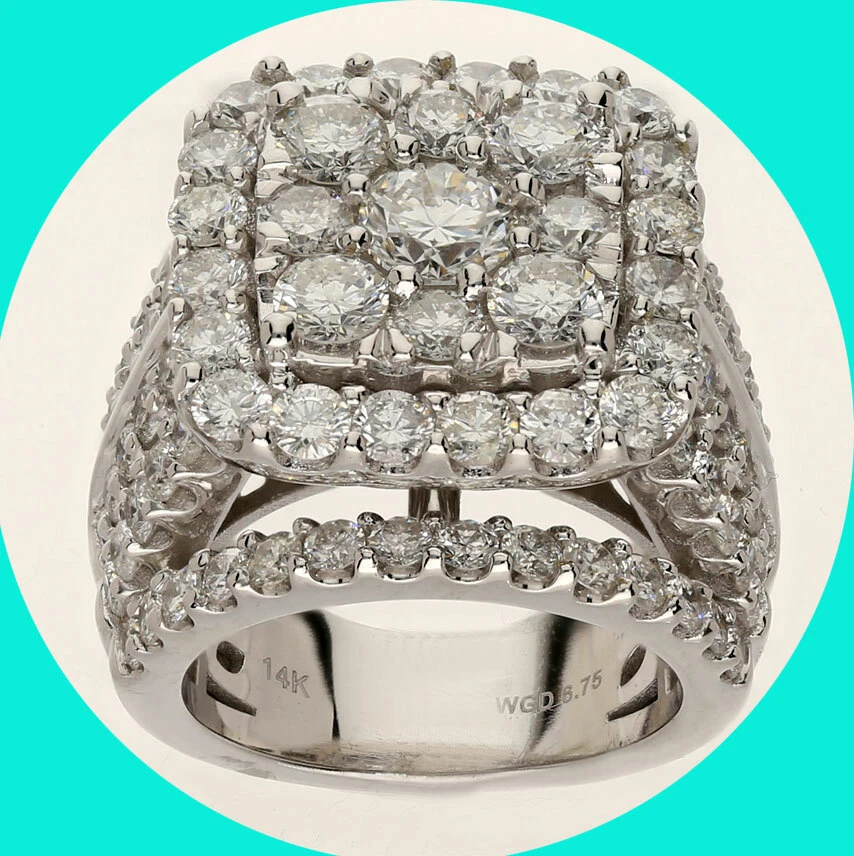 New 6.75CT men s diamond pinky ring 14K WG 97 round brilliant