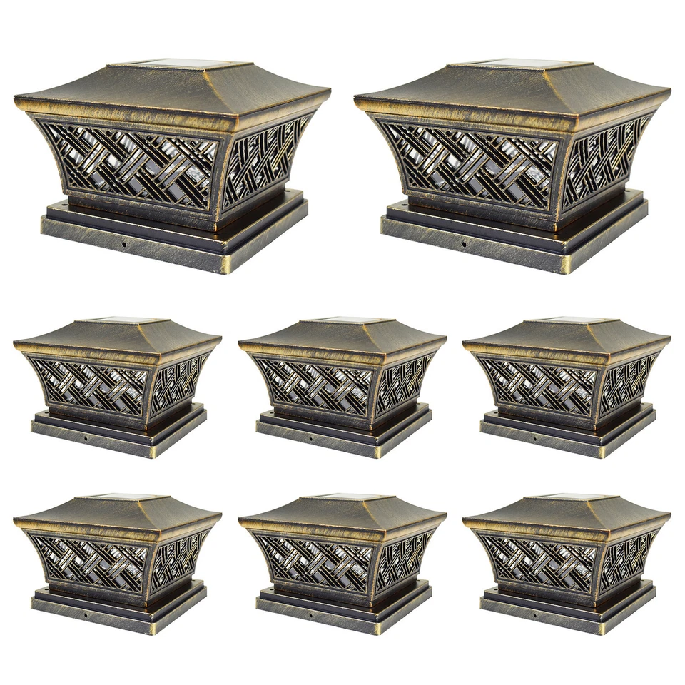 8 Luces de poste solares negras/bronce 6 x 6 para exteriores LED cubierta tapa valla lámpara vinilo Foto 2 de 4