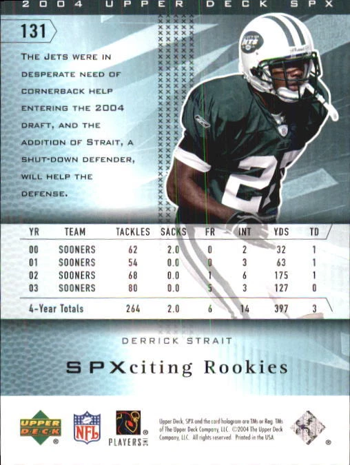 B3285- 2004 SPx #131 Derrick Strait RC /1650 - NM-MT - Image 2 of 2
