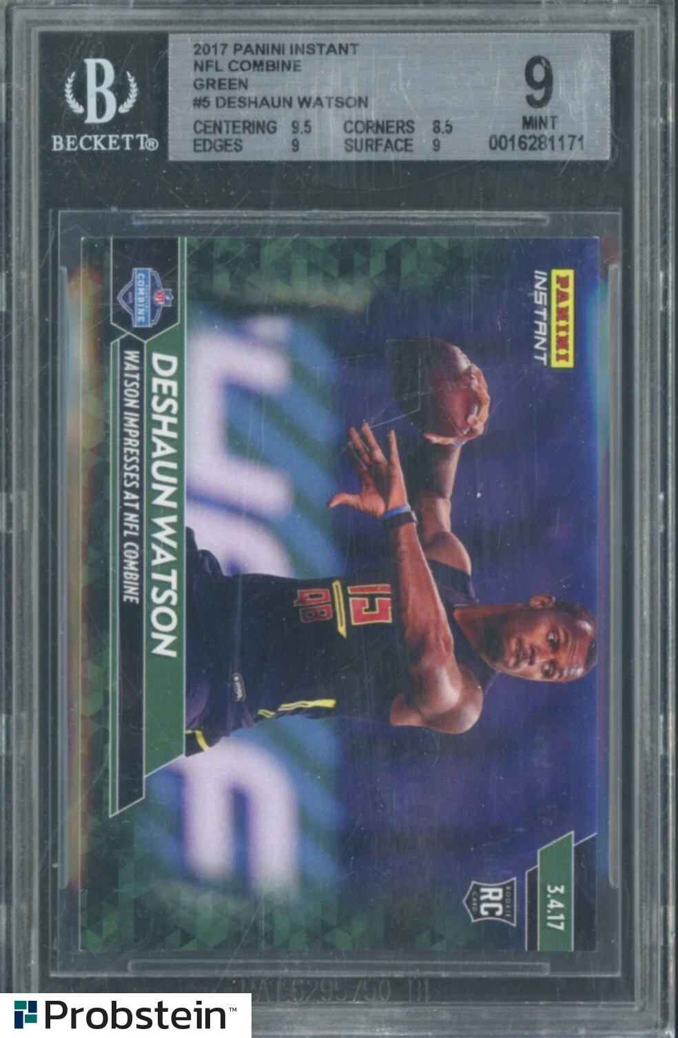 Deshaun Watson Panini Instant NFL Draft #DP12 Green