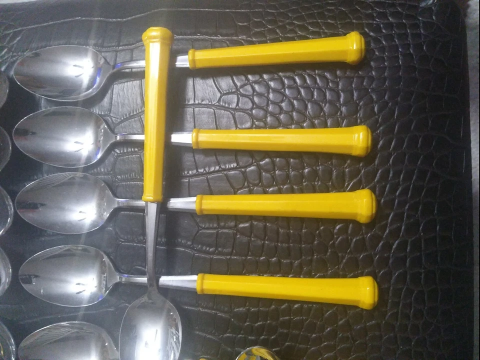 Vintage Oxford Hall Stainless Steel Yellow Handle Flatware - alot 27 p Teaspoon  - Image 3 of 4