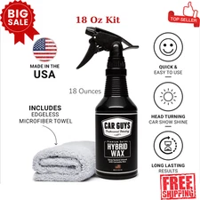 CAR GUYS Hybrid Spray Wax, Long Lasting, Safe on All Surfaces, 1X 18 Oz + Towel