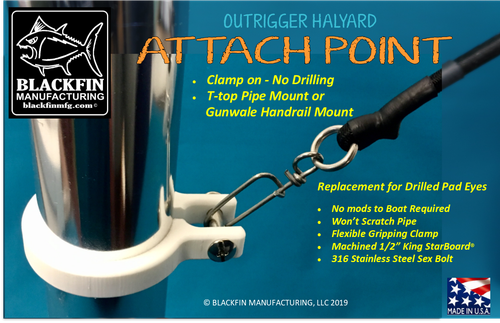 Halyard Attach Point Outrigger -Pipe Mount (No drilling-See Installation Video) - 第 1/2 張圖片