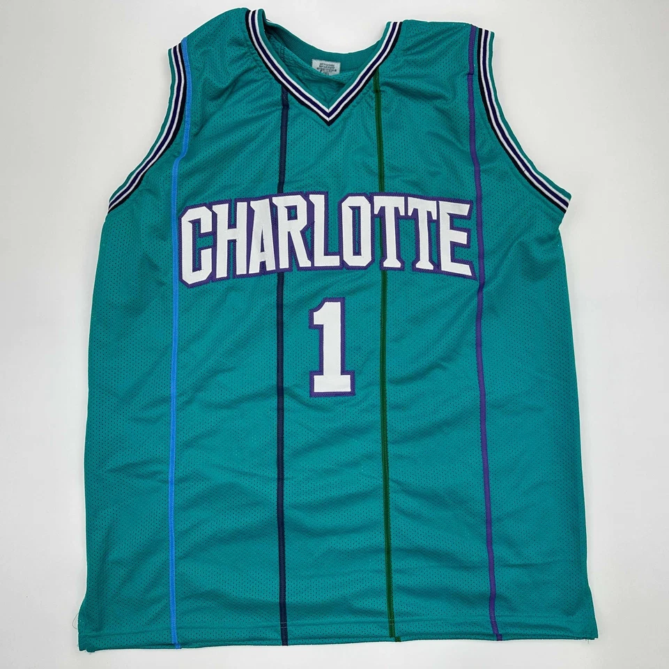 Facsimile Autographed Muggsy Bogues Charlotte Teal Reprint Jersey Size Men's XL - Image 3 of 4