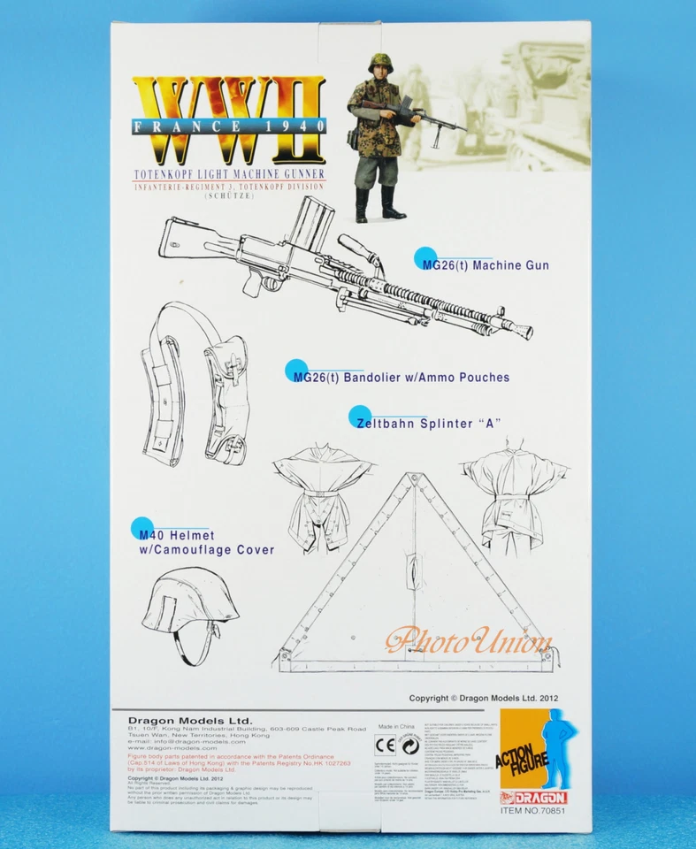 DRAGON 1:6 FIGURE 12" WW2 German Soldier MG26 Light Machine Gunner France 70851 - Image 2 of 3